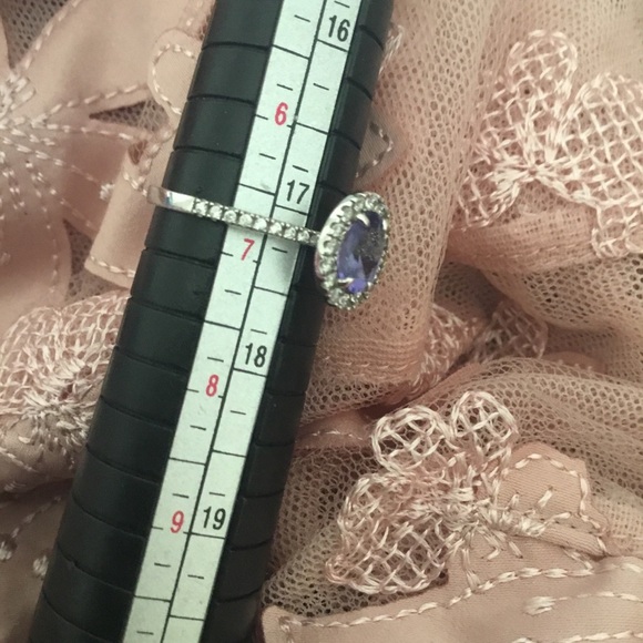 NWOT Vintage Solid 10K White Gold Tanzanite & Diamond Ring - Picture 8 of 14